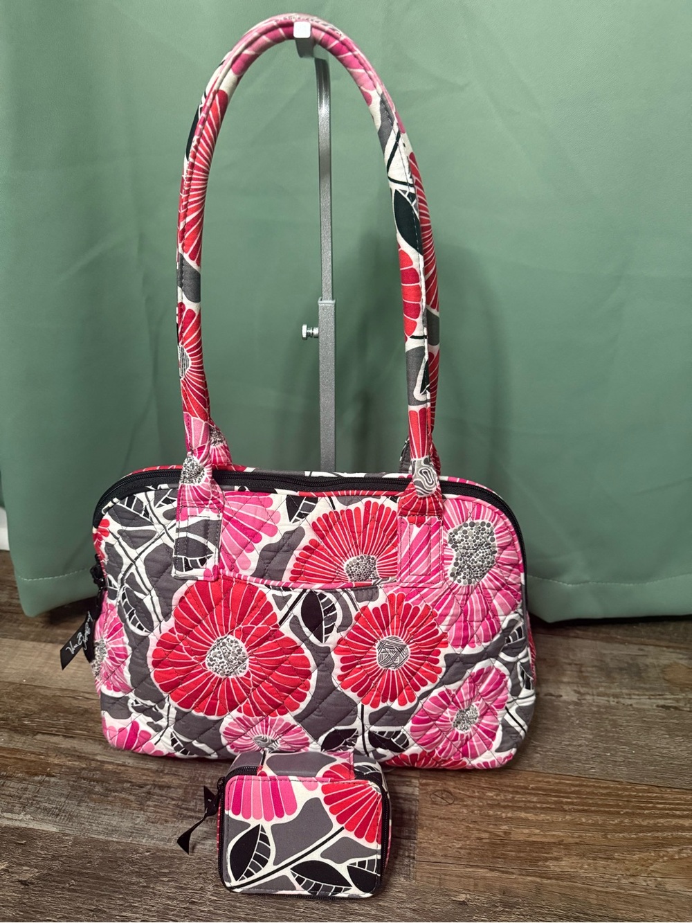 Vera Bradley Cherry Blossom Floral Bowler Lunch Bag Purse with Pill Case